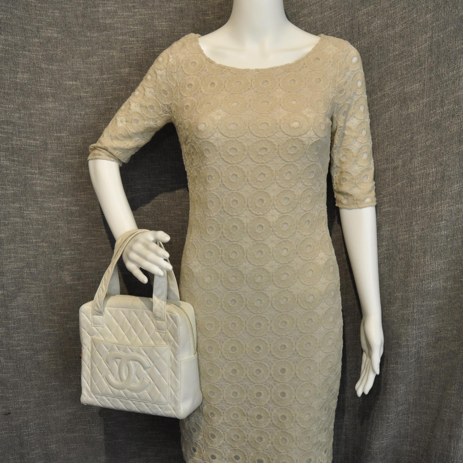 Chanel Lambskin Quilted CC Handbag White 2 of 9