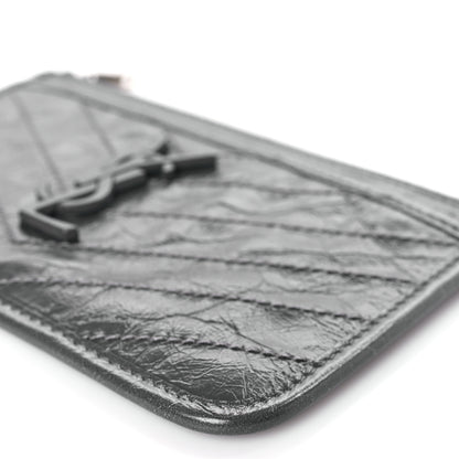 Saint Laurent Crinkled Calfskin Matelasse Monogram Niki Bill Pouch Storm 9 of 9