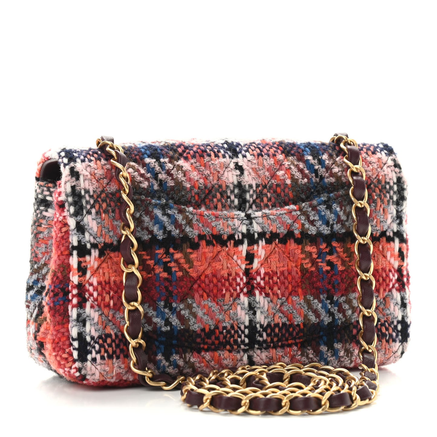 Tweed Quilted Mini Rectangular Flap Red Multicolor
