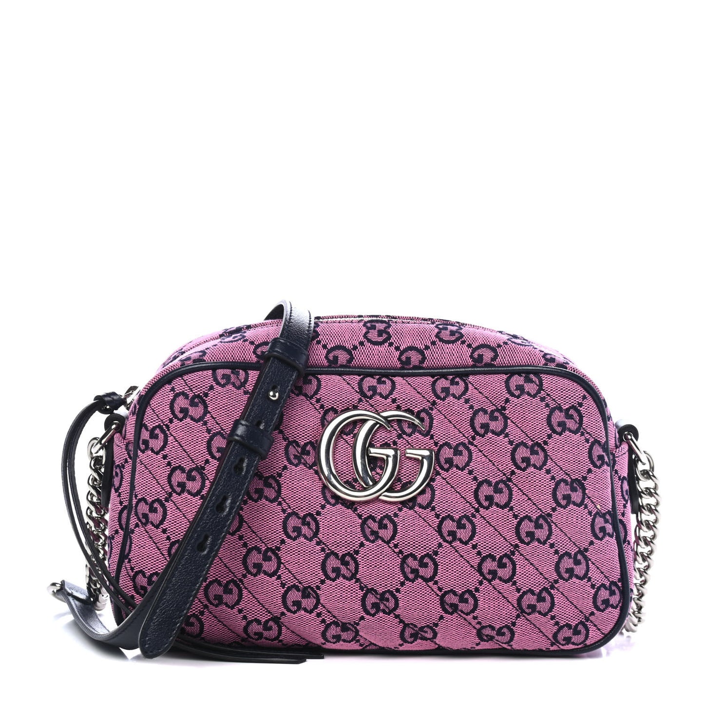 Monogram Multicolor Matelasse Diagonal Small GG Marmont Chain Shoulder Bag Pink Blue
