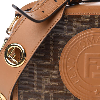 Fendi Glazed Fabric Vitello Century F is Fendi FF 1974 Stamp Patch Camera Case Mogano Panna Caramello 9 of 12