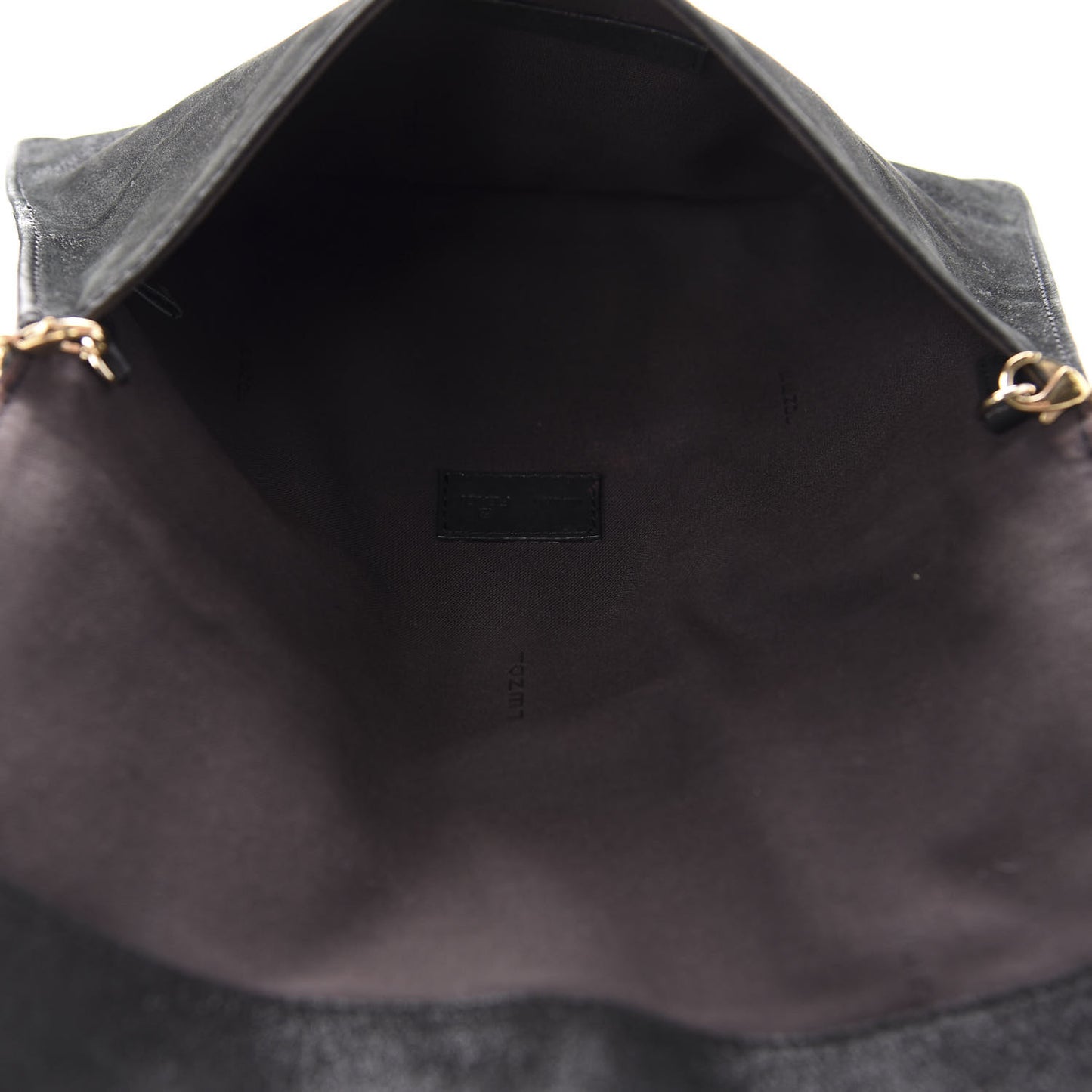 Metallic Nubuck Chain Shoulder Bag Black