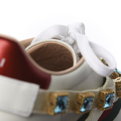 Gucci Calfskin Removable Crystals Bee Embroidered Womens Ace Platform Sneakers 35 White 9 of 11