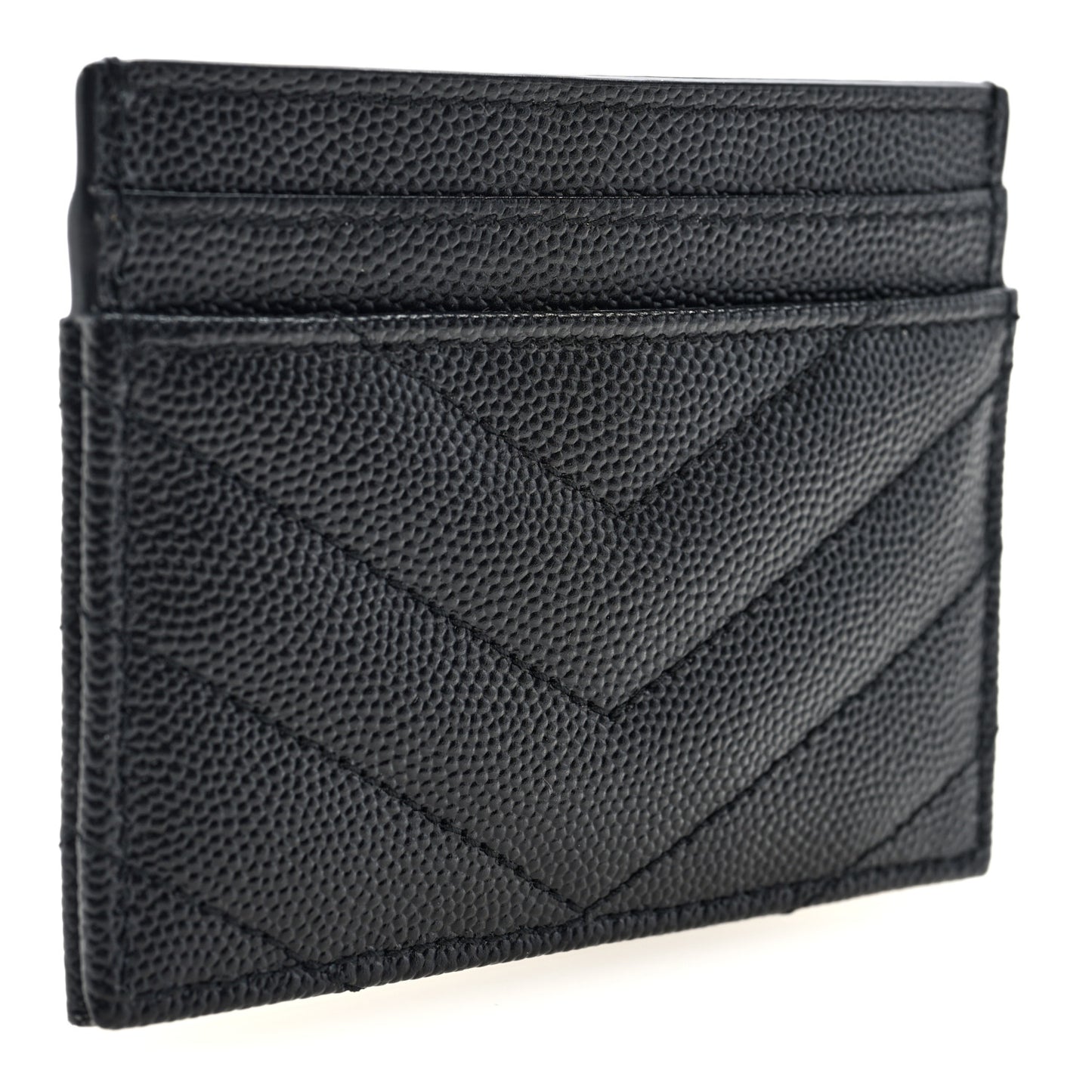 Grain De Poudre Matelasse Chevron Monogram Credit Card Case Black