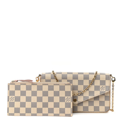 Louis Vuitton Damier Azur Pochette Felicie Chain Wallet Rose Ballerine 1 of 10