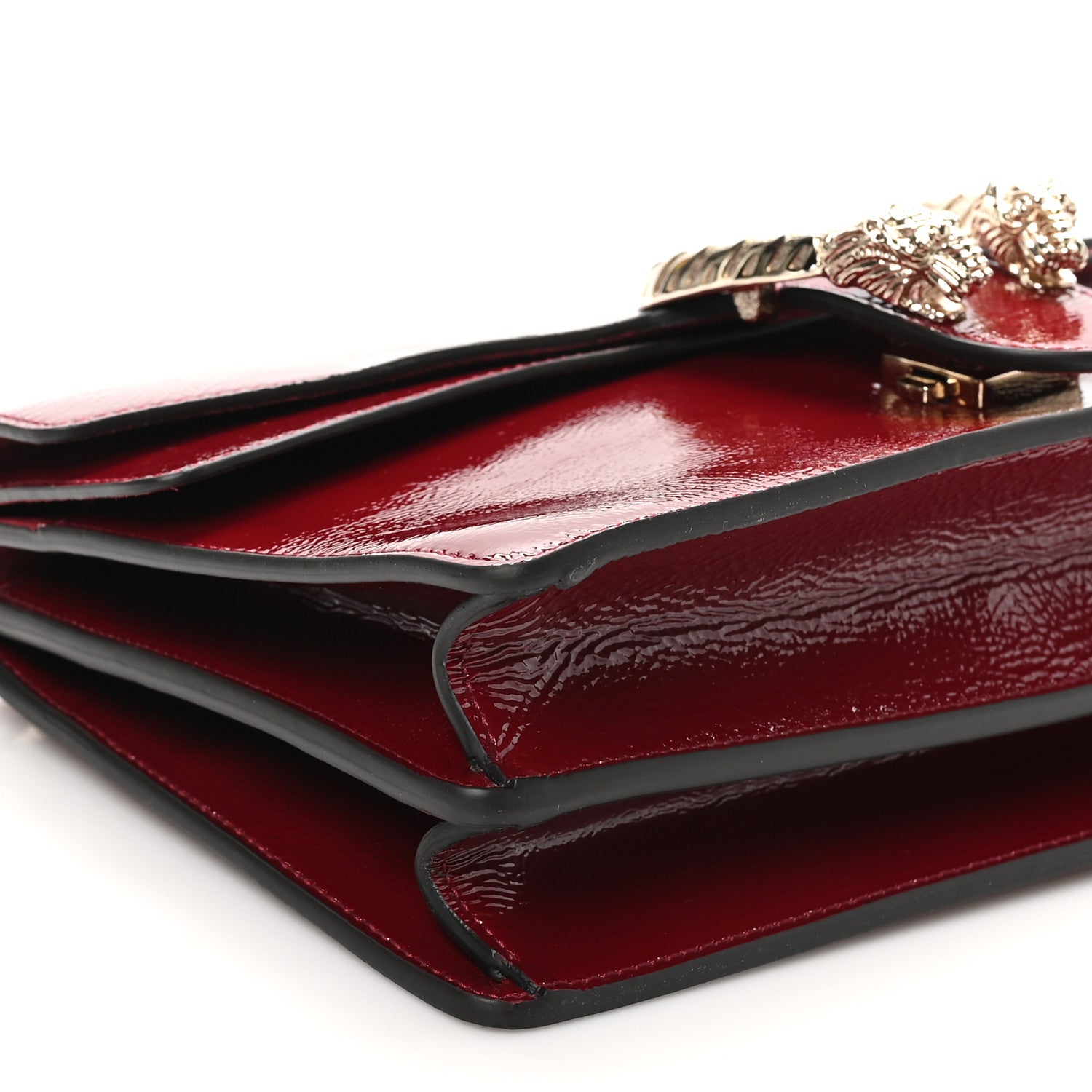 Gucci Crinkled Patent Small Dionysus Shoulder Bag Rosso Ancora Red 10 of 11