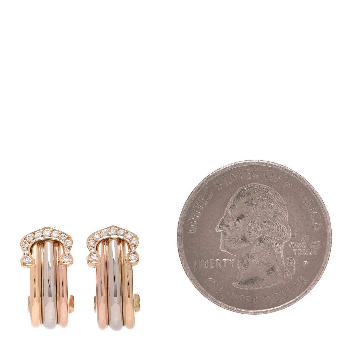 18K Yellow White Pink Gold Diamond C De Earrings