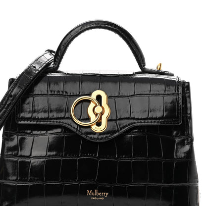 Mulberry Calfskin Crocodile Embossed Micro Seaton Black 6 of 9