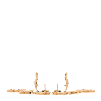 Van Cleef & Arpels 18K Yellow Gold Diamond Blue Sevres Porcelain 3 Motifs Vintage Alhambra Vendome Earrings 3 of 5