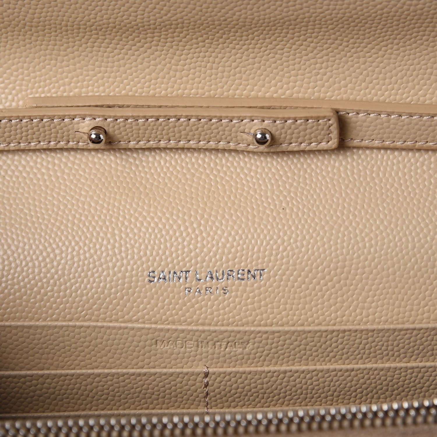 Saint Laurent Grain De Poudre Matelasse Chevron Monogram Chain Wallet Nude Powder 6 of 9