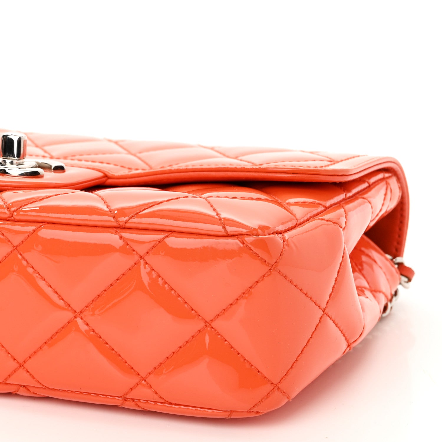 Chanel Patent Quilted Small Coco Shine Flap Orange 10 of 12