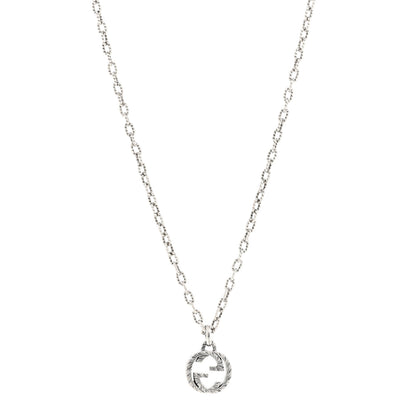 Gucci Sterling Silver Textured Interlocking G Pendant Necklace 1 of 6