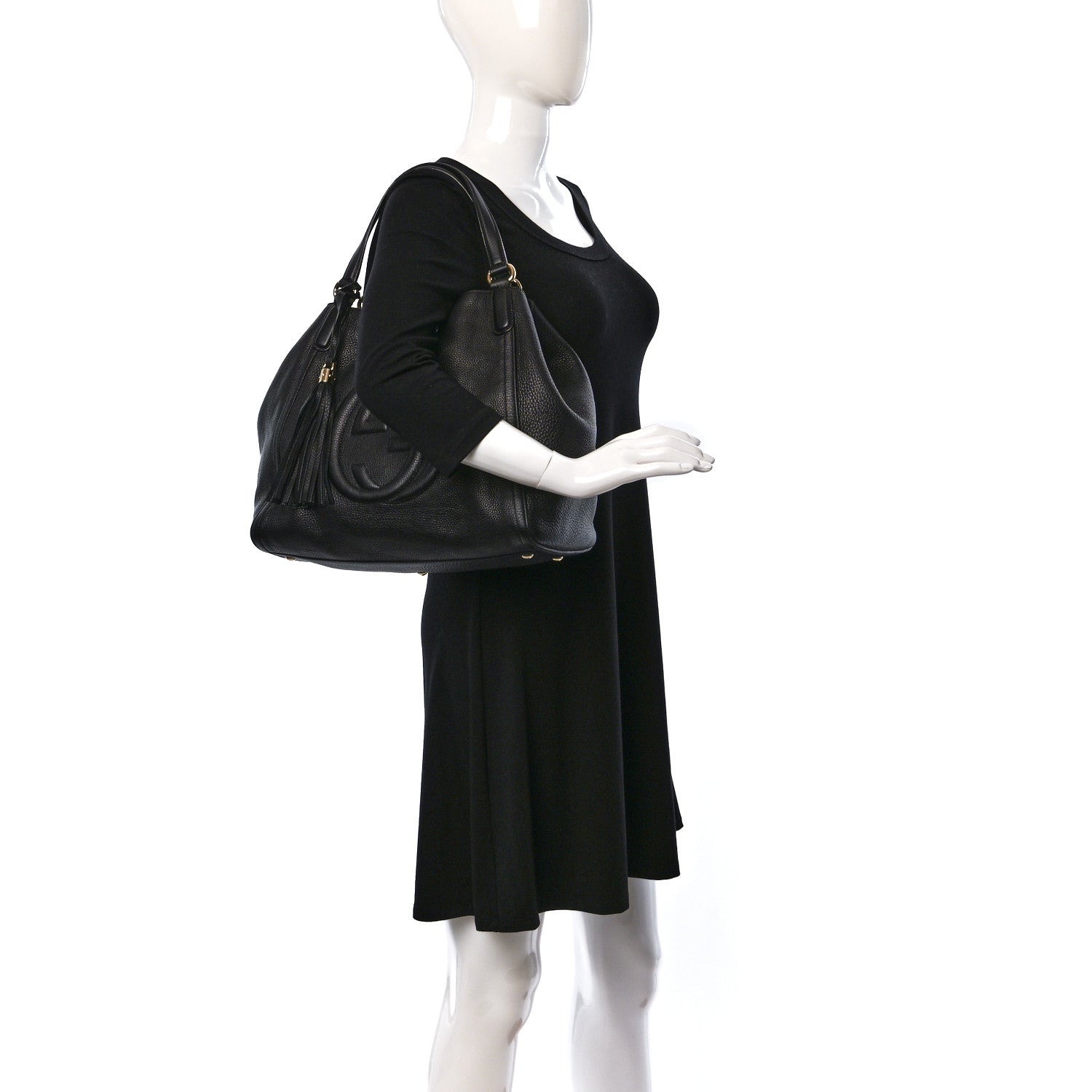 Gucci Pebbled Calfskin Medium Soho Shoulder Bag Black 3 of 18
