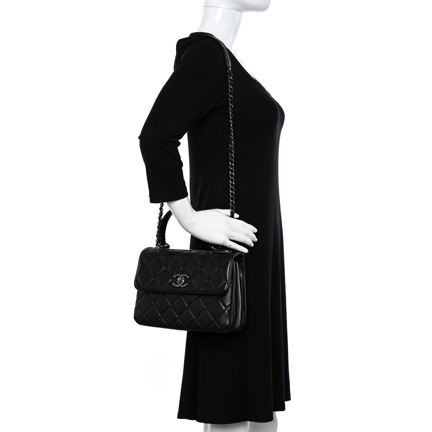 Chanel Lambskin Quilted Small Trendy CC Dual Handle Flap Bag Black 2 of 17