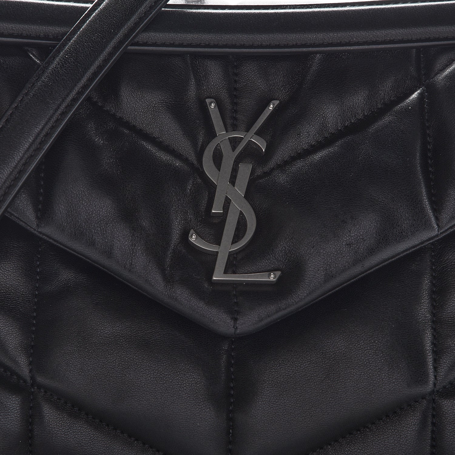 Saint Laurent Lambskin Quilted Small Loulou Puffer Monogram Chain Satchel Black 9 of 15