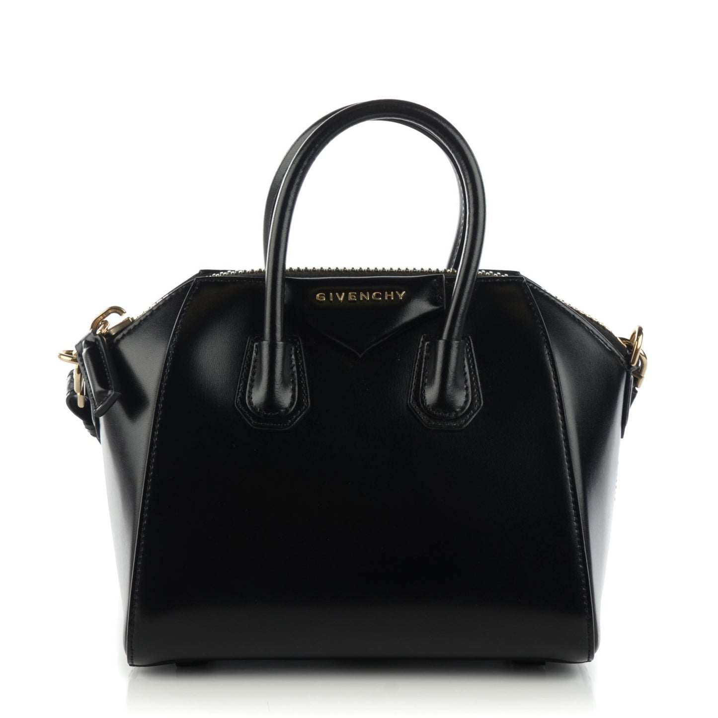 Shiny Lord Calfskin Mini Antigona Black