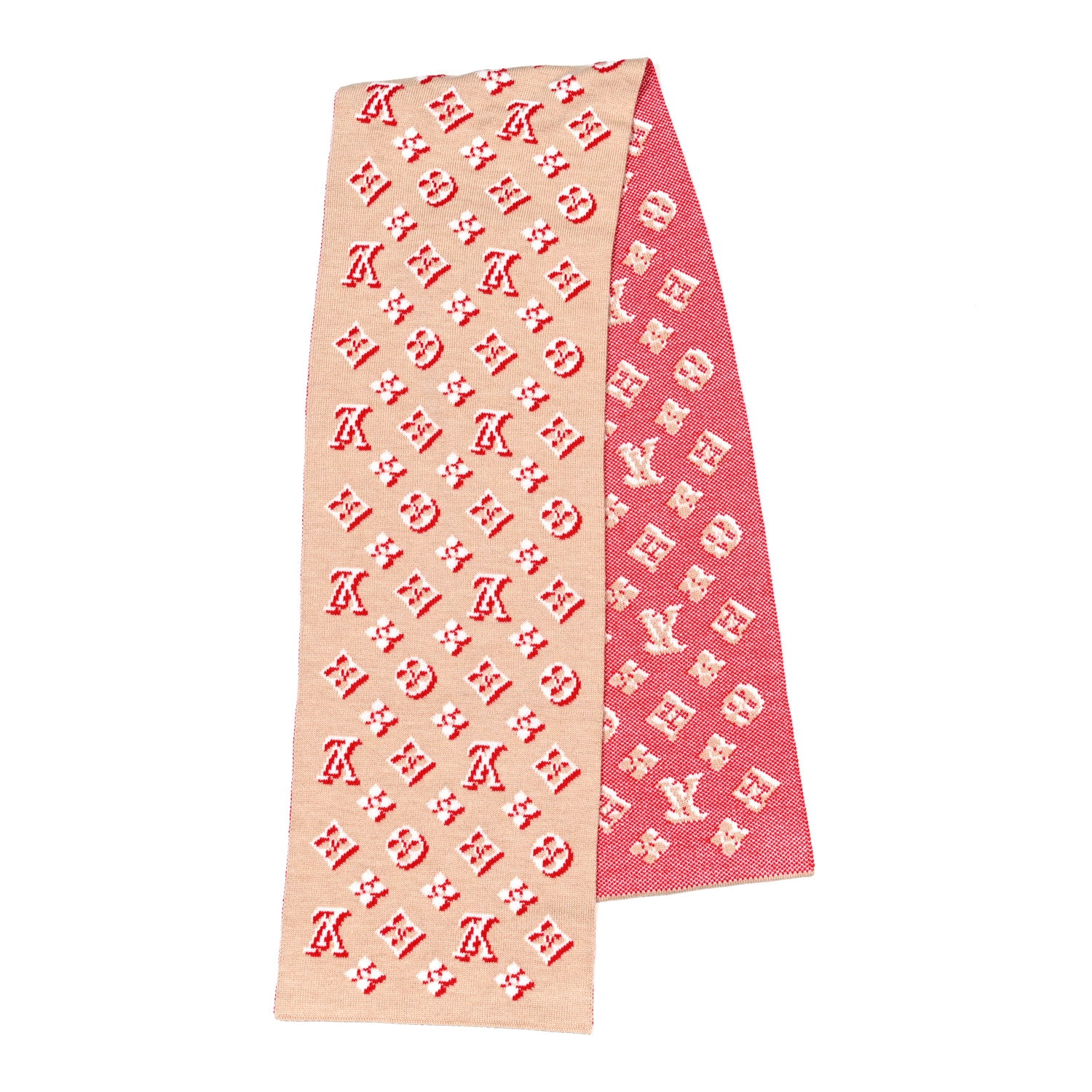 Louis Vuitton Wool 3D Monogram Scarf Beige 2 of 4