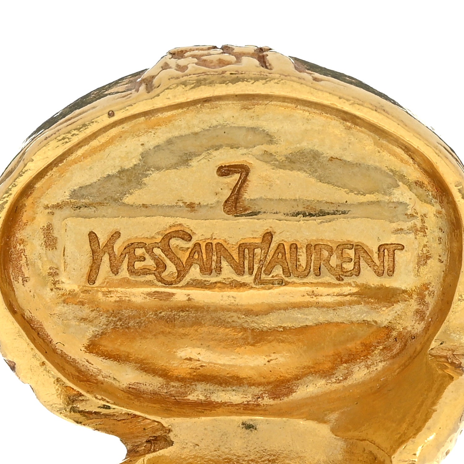Saint Laurent Glass Cabochon Arty Ovale Ring 54 7 Gold Lapis 4 of 5