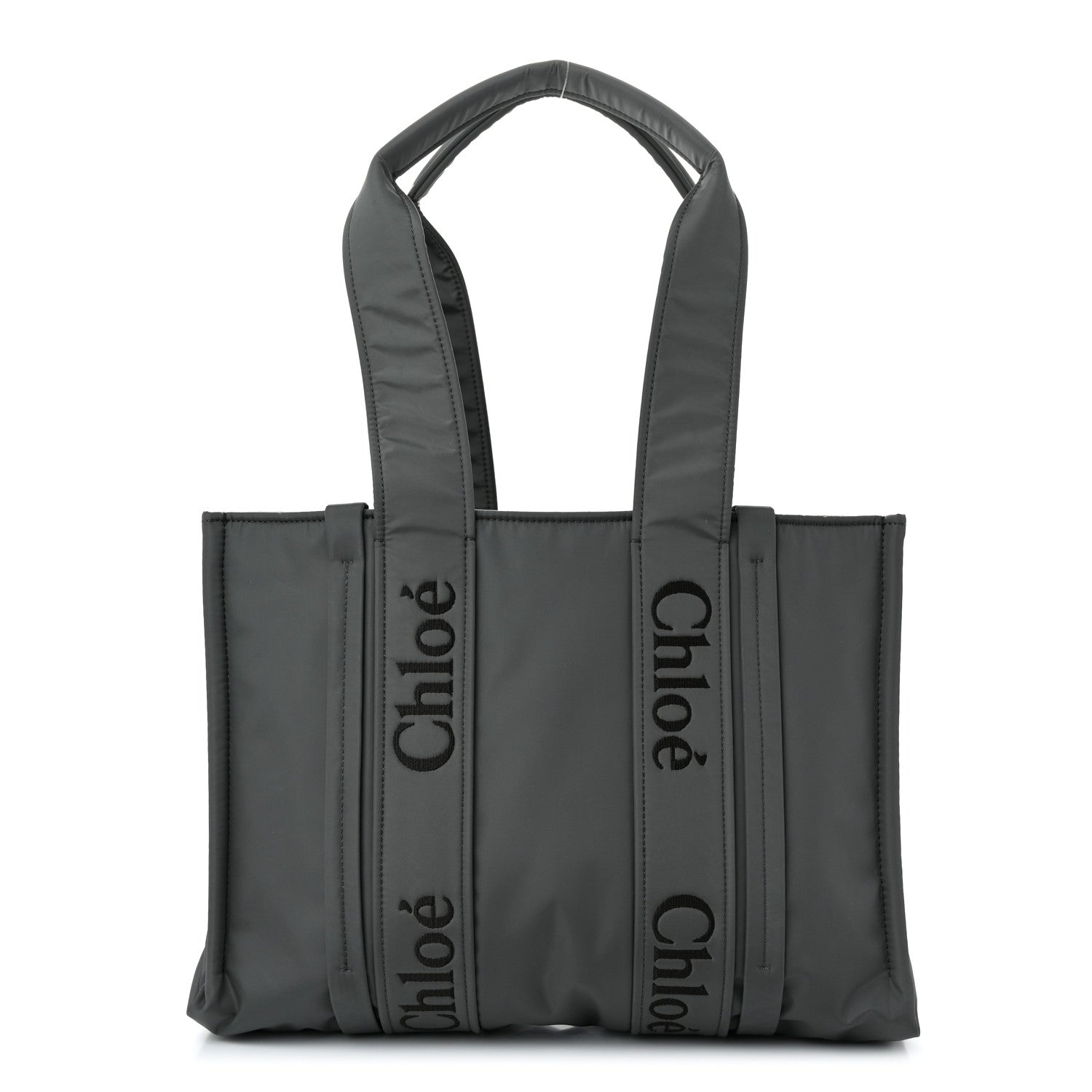 Chloe Recycled Nylon Medium Woody Ribbon Tote Elephant Grey 1 of 8