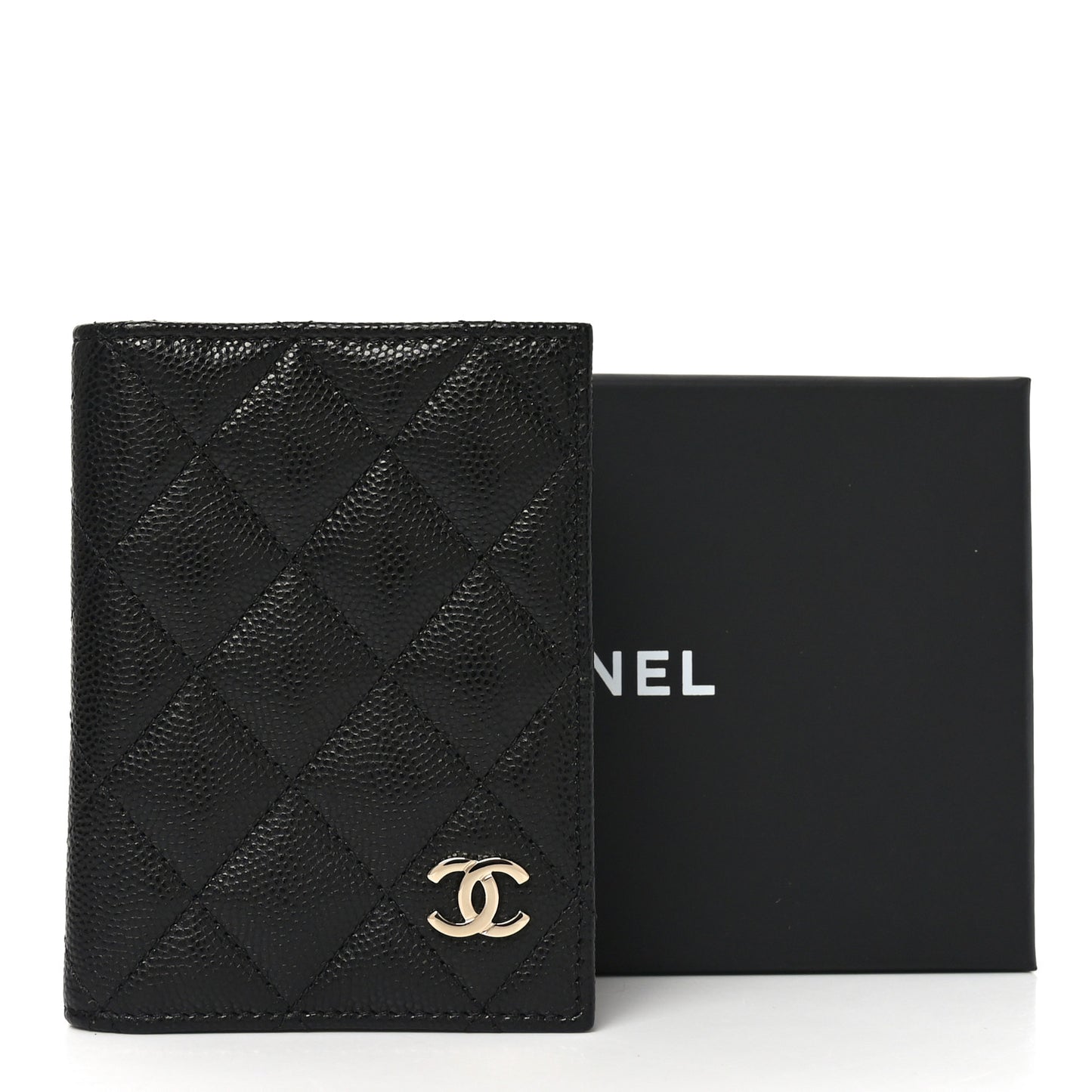 Caviar Quilted Card Holder Wallet Black