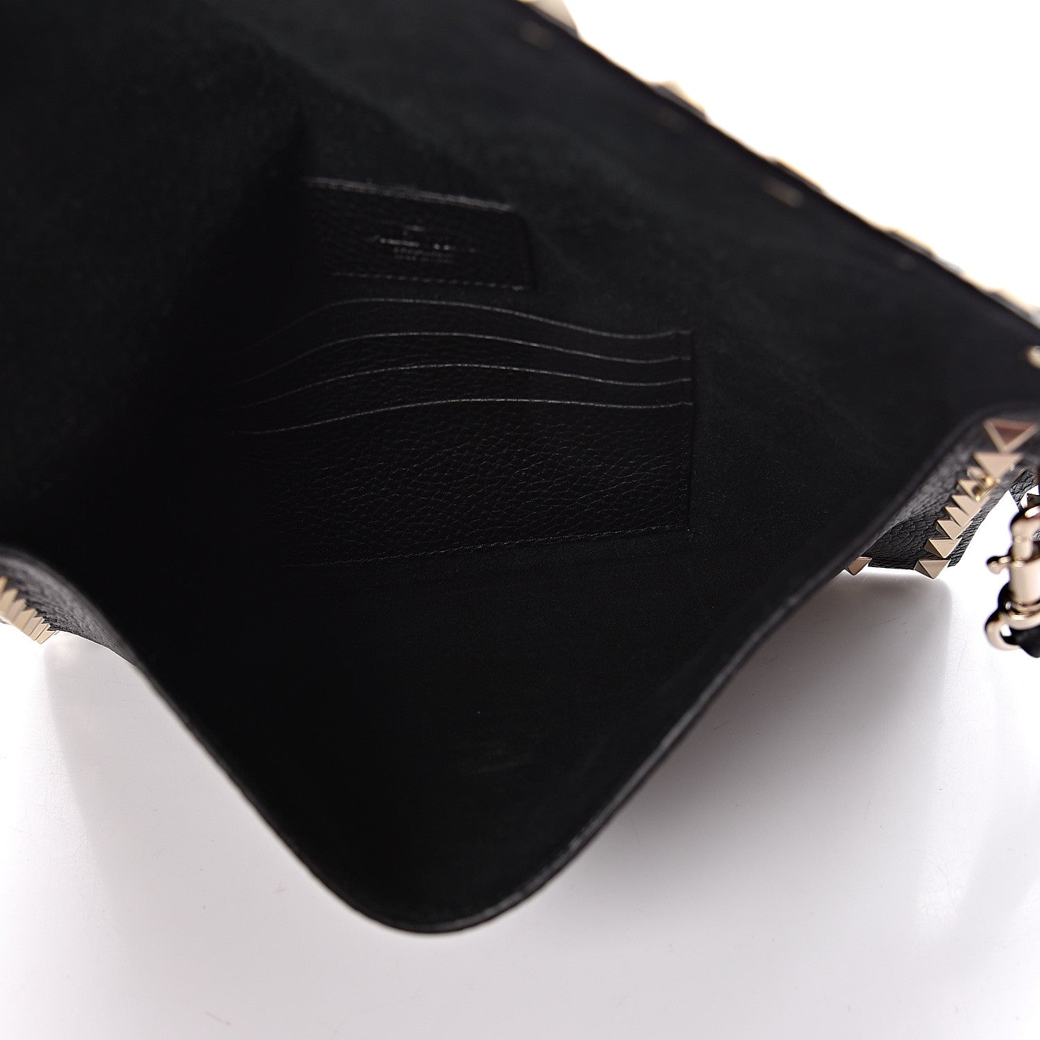 Valentino Garavani Pebbled Calfskin Medium Rockstud Envelope Flat Wristlet Pouch Black 5 of 7