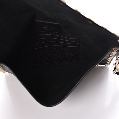 Valentino Garavani Pebbled Calfskin Medium Rockstud Envelope Flat Wristlet Pouch Black 5 of 7