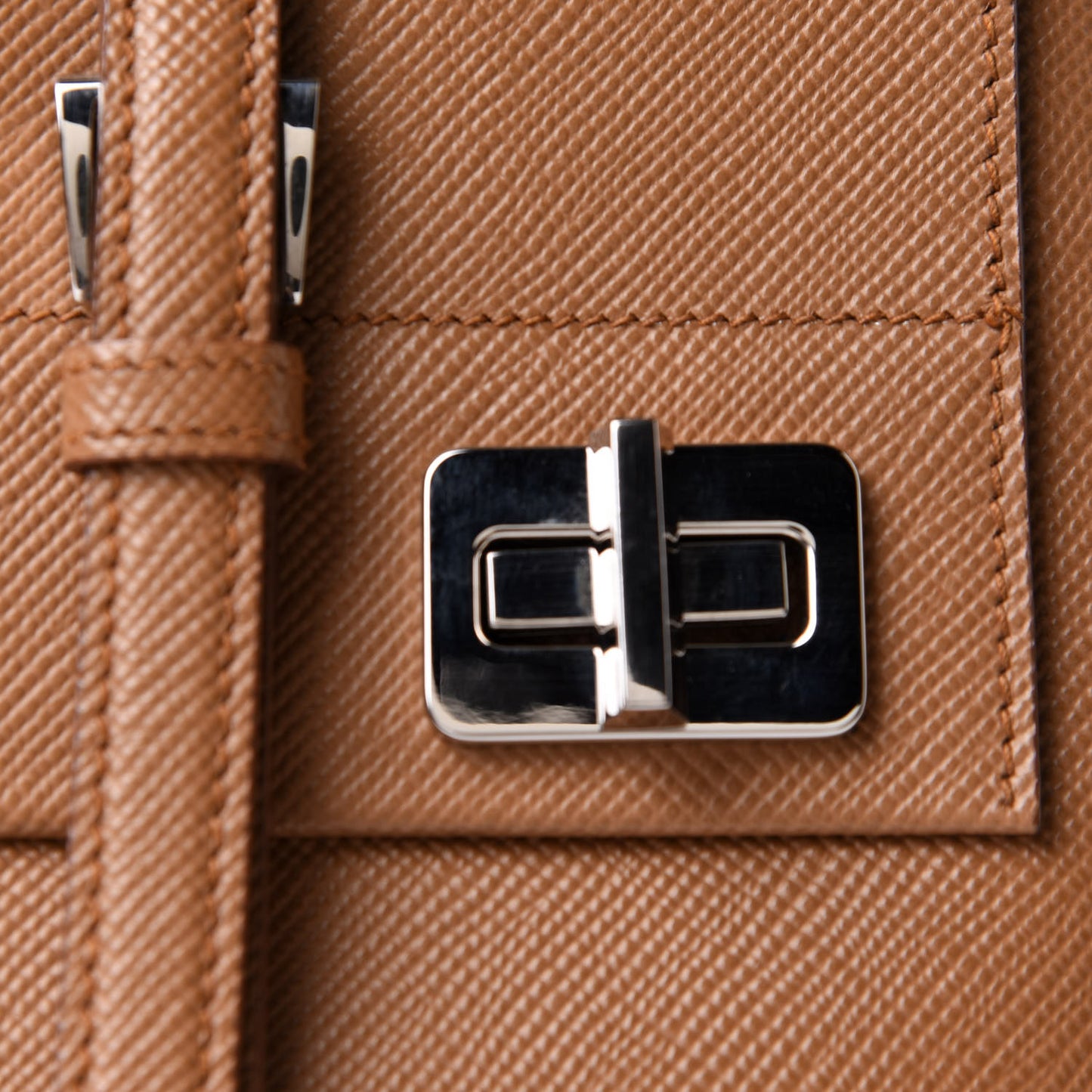Saffiano Cuir Convertible Top Handle Tote Caramel