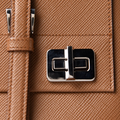 Prada Saffiano Cuir Convertible Top Handle Tote Caramel 9 of 13