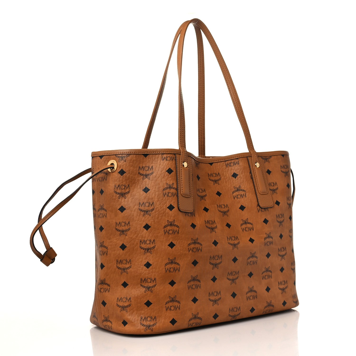 MCM Visetos Medium Liz Reversible Shopper Tote Cognac 5 of 9