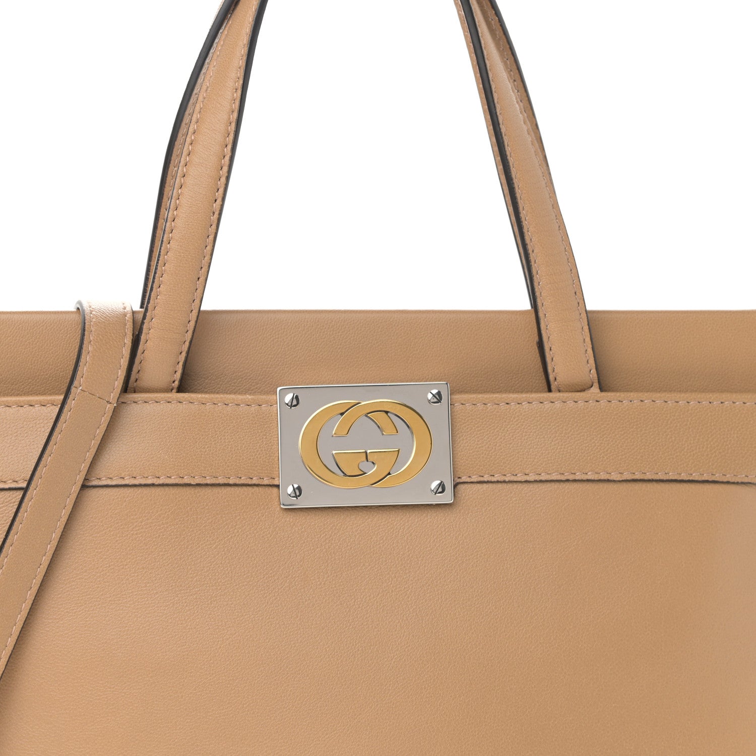 Gucci Lambskin Small Linea Matisse Top Handle Bag Natural Tan 8 of 10