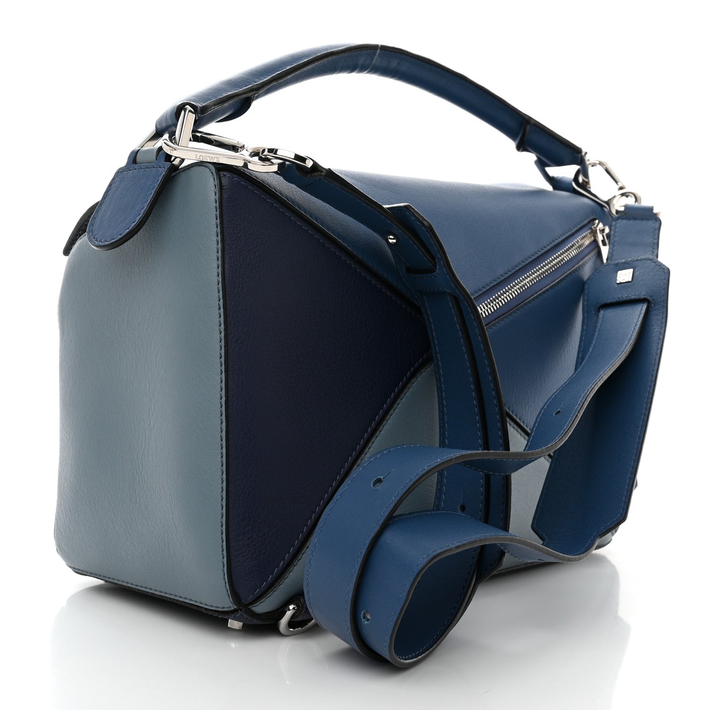 Calfskin Medium Puzzle Bag Marine Stone Steel Blue
