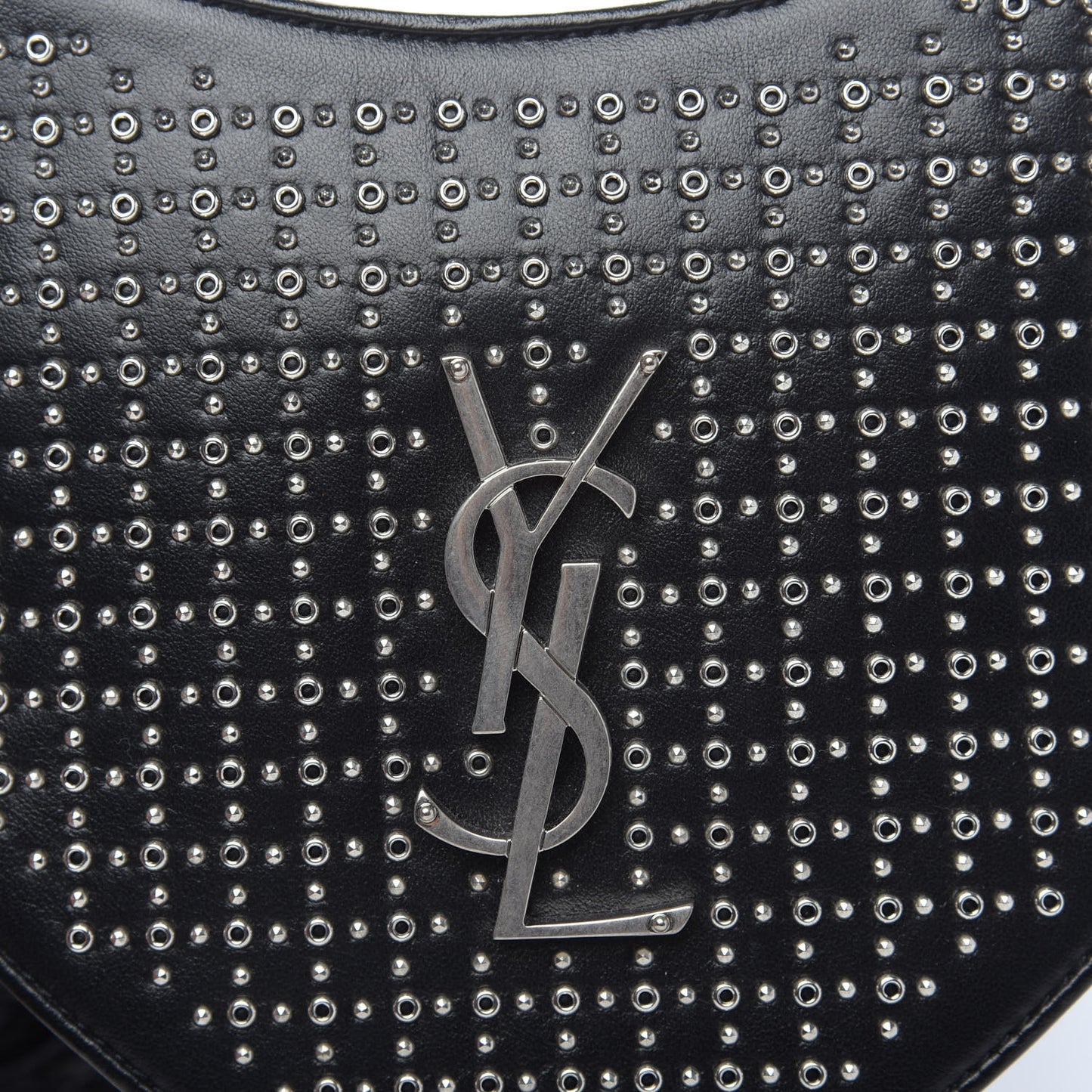 Calfskin Studded Monogram Heart Shoulder Bag Black