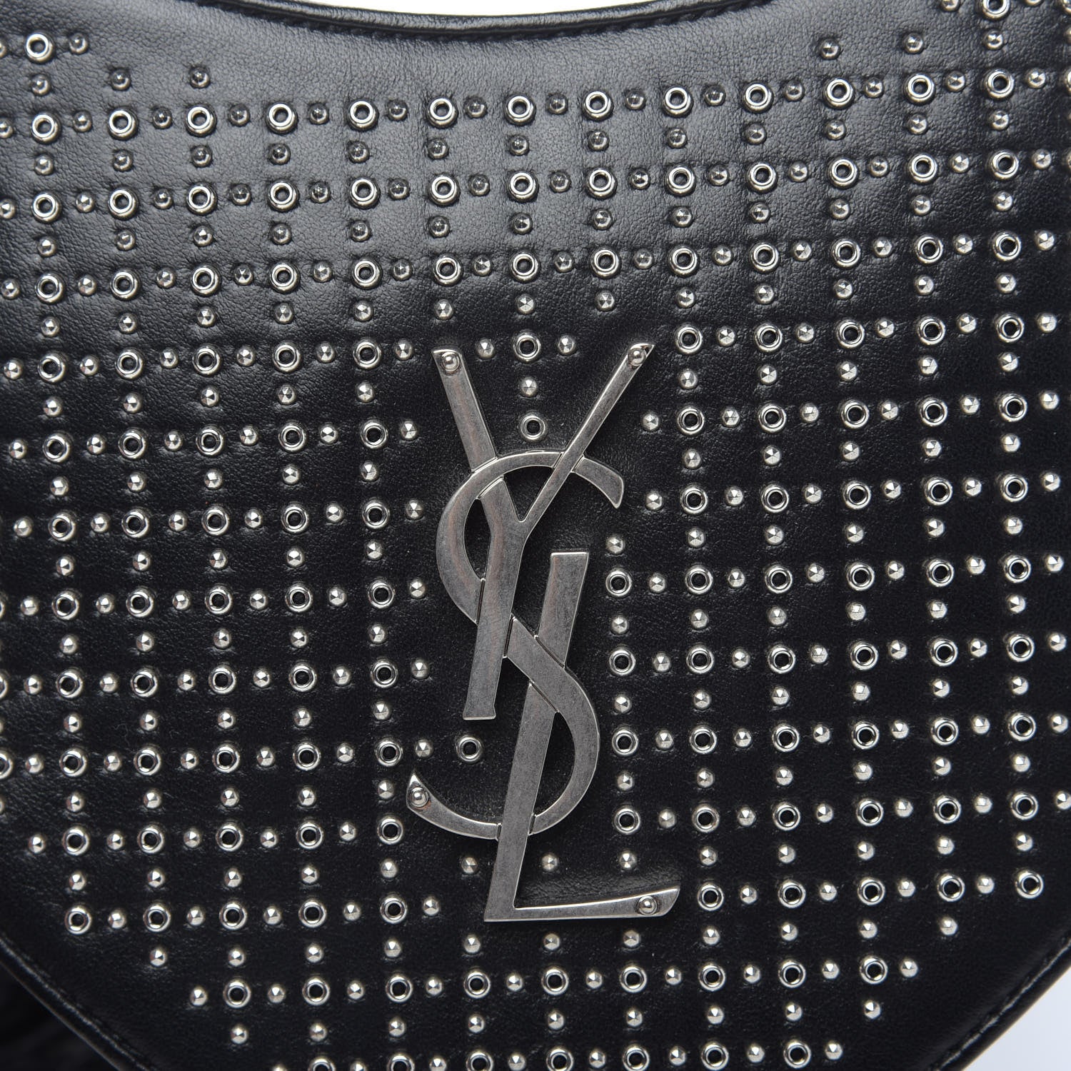 Saint Laurent Calfskin Studded Monogram Heart Shoulder Bag Black 9 of 9