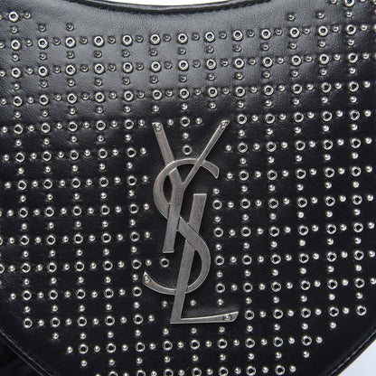Saint Laurent Calfskin Studded Monogram Heart Shoulder Bag Black 9 of 9