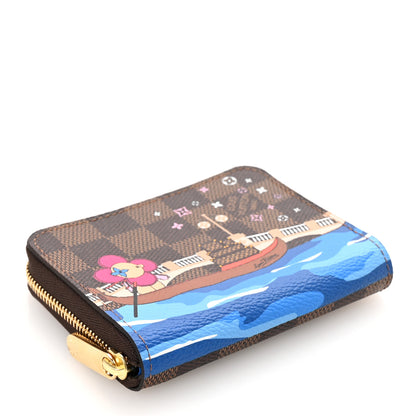 Louis Vuitton Damier Ebene 2019 Christmas Animation Zippy Coin Purse Blue 4 of 7