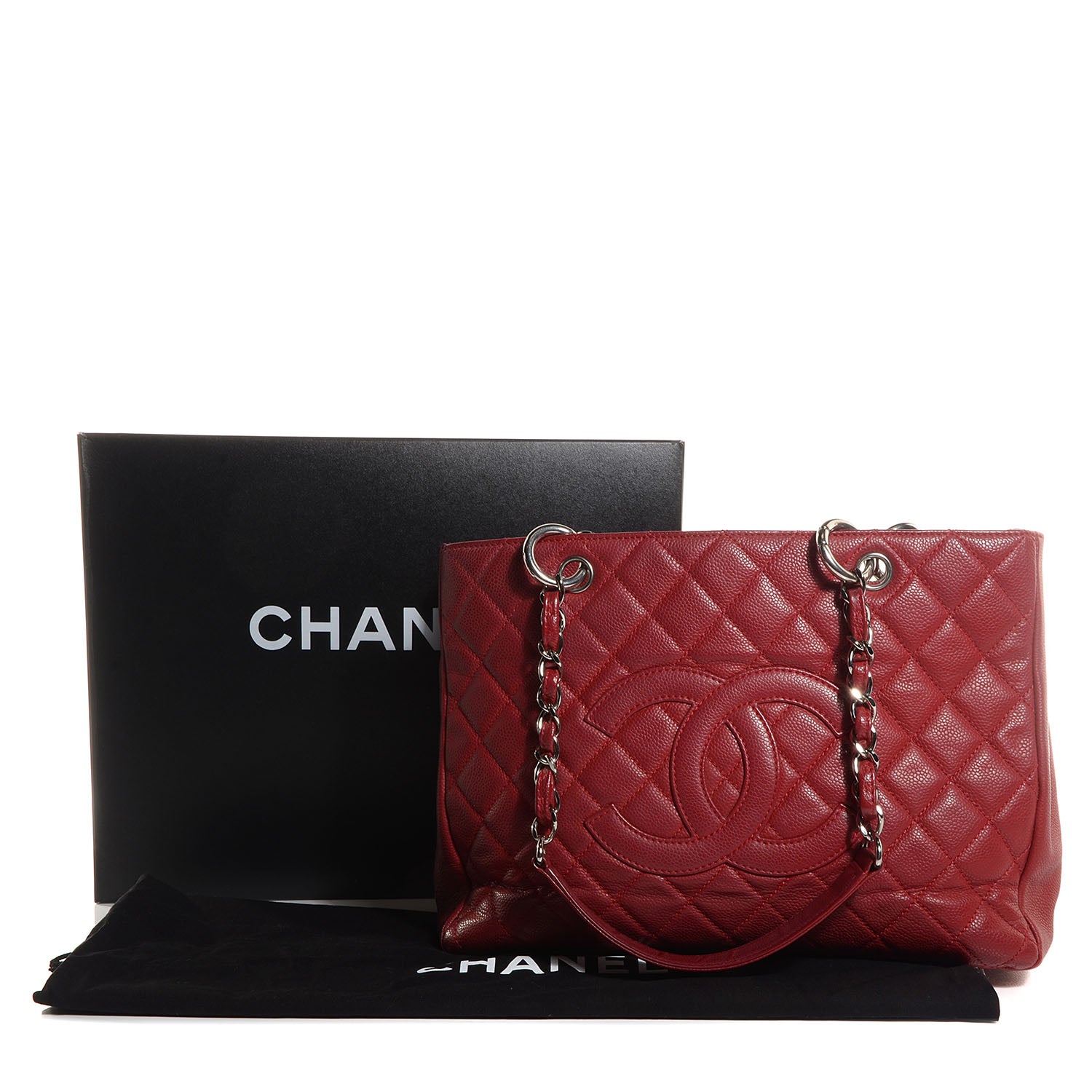 Chanel Caviar Grand Shopping Tote GST Red 8 of 8