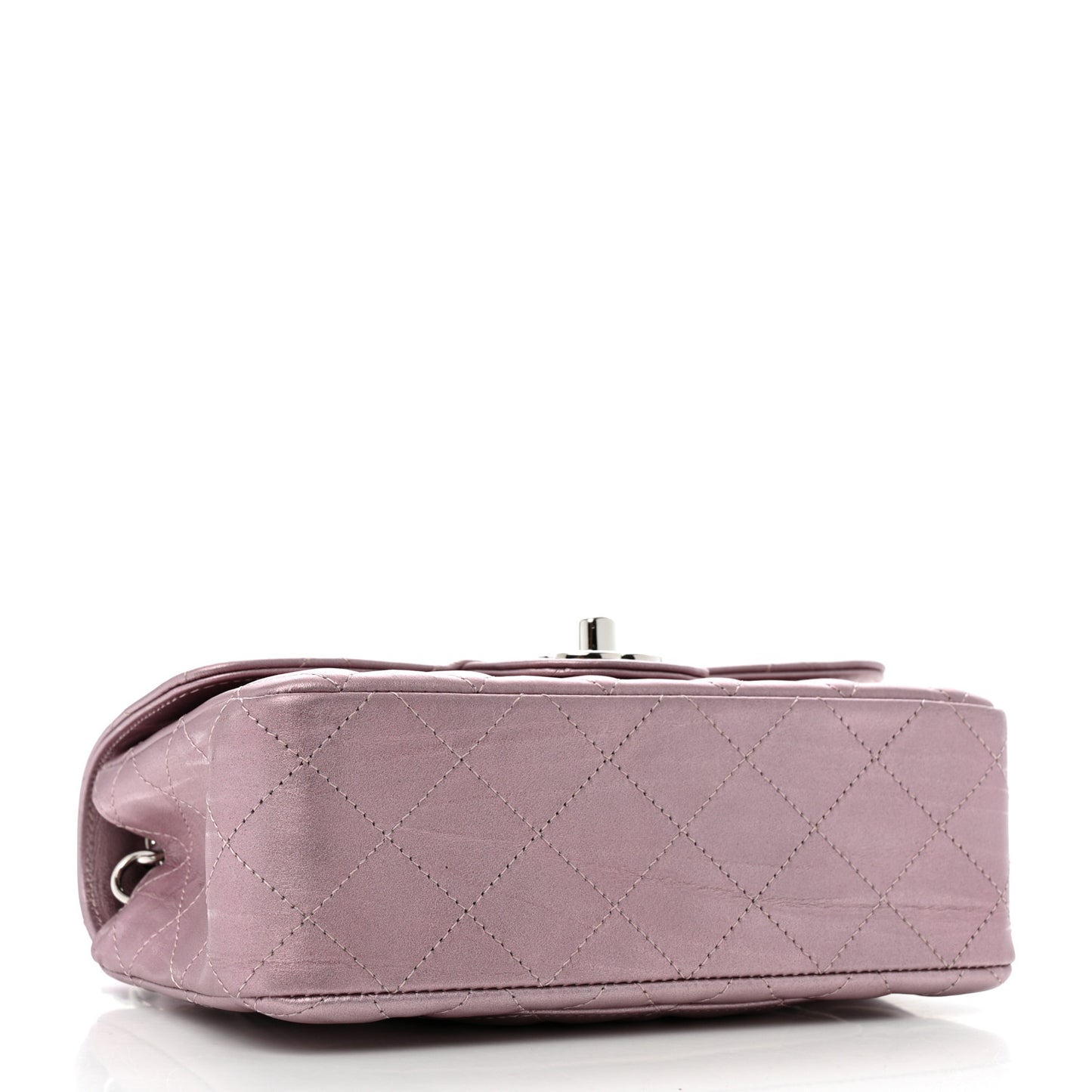 Metallic Calfskin Quilted Mini Rectangular Flap Pink