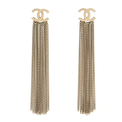 Chanel Metal CC Multi Strand Chain Drop Earrings Gold 1 of 4