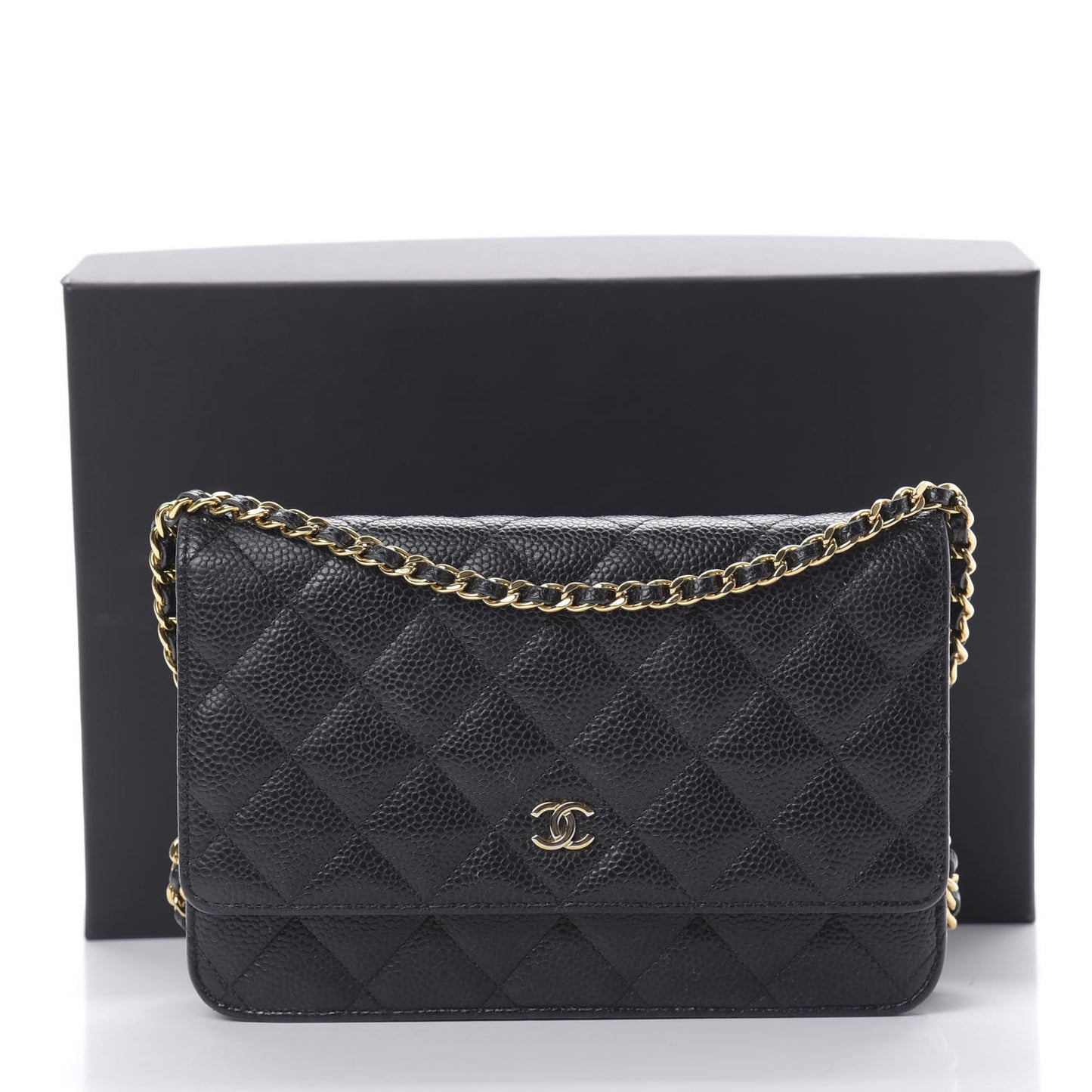 Caviar Quilted Wallet On Chain WOC Black