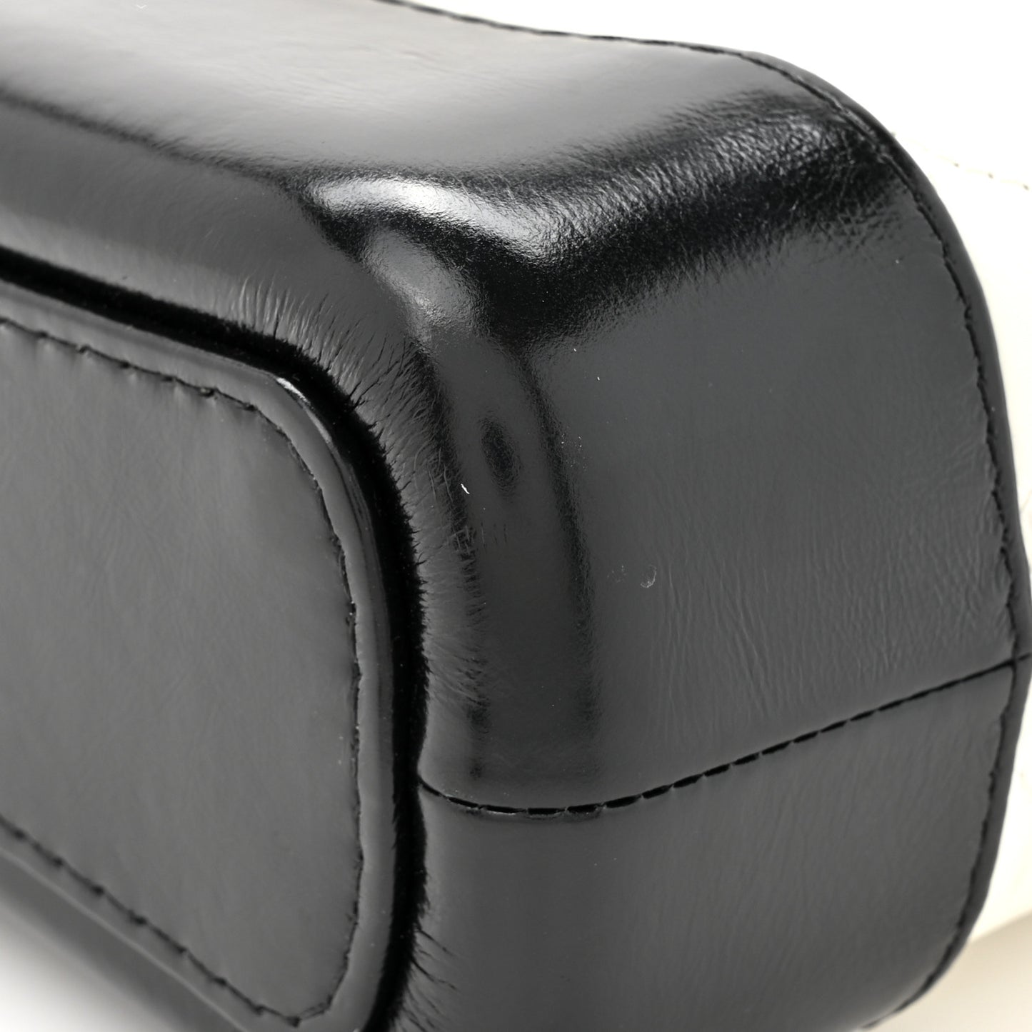 Aged Calfskin Quilted Small Gabrielle Hobo Black White