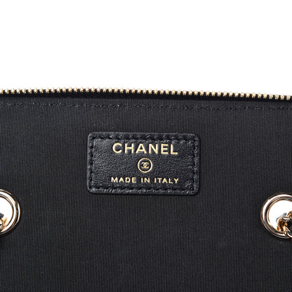 Chanel Raffia Jute Striped Small Vanity Case With Chain Black Beige 8 of 11