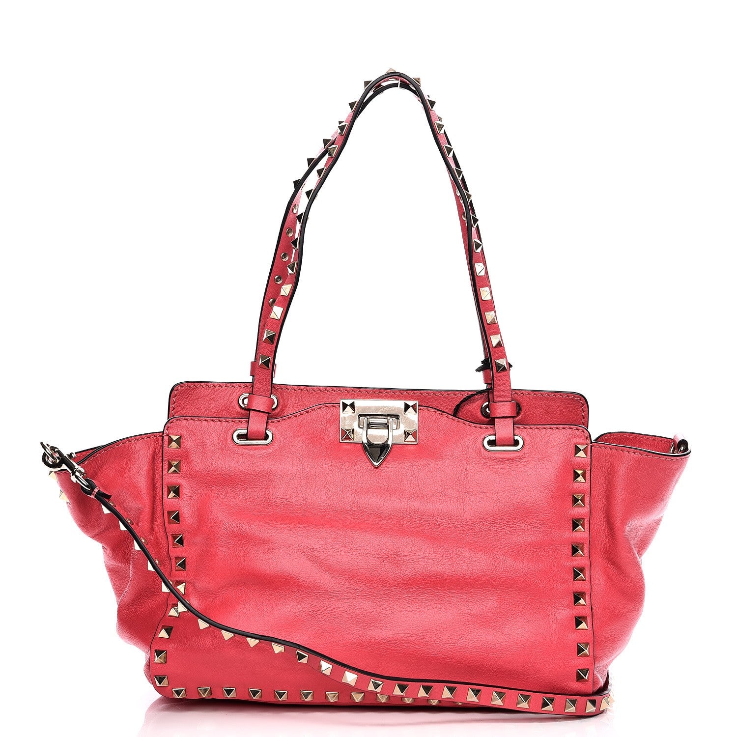 Valentino Garavani Vitello Small Rockstud Tote Deep Rose 1 of 9