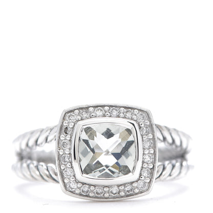 David Yurman Sterling Silver Diamond Prasiolite 7mm Petite Albion Ring 54 7 1 of 4