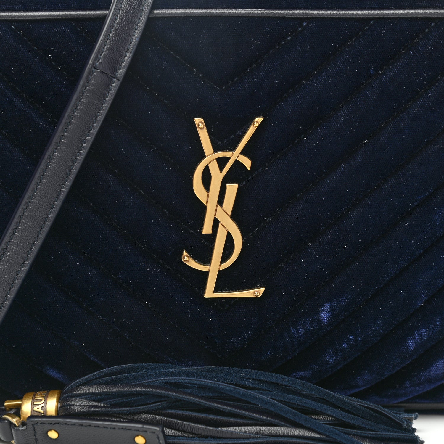 Saint Laurent Velvet Matelasse Monogram Lou Camera Bag Navy 8 of 10