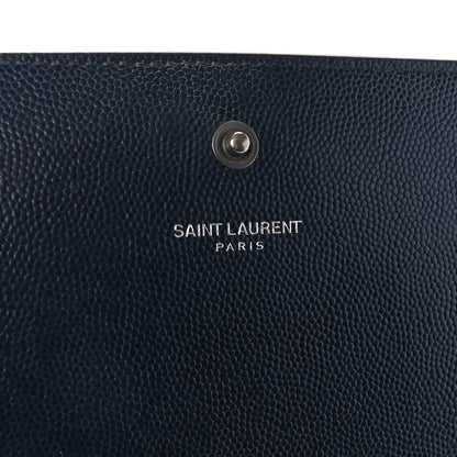 Saint Laurent Grain De Poudre Monogram Chain Wallet Marine 6 of 12