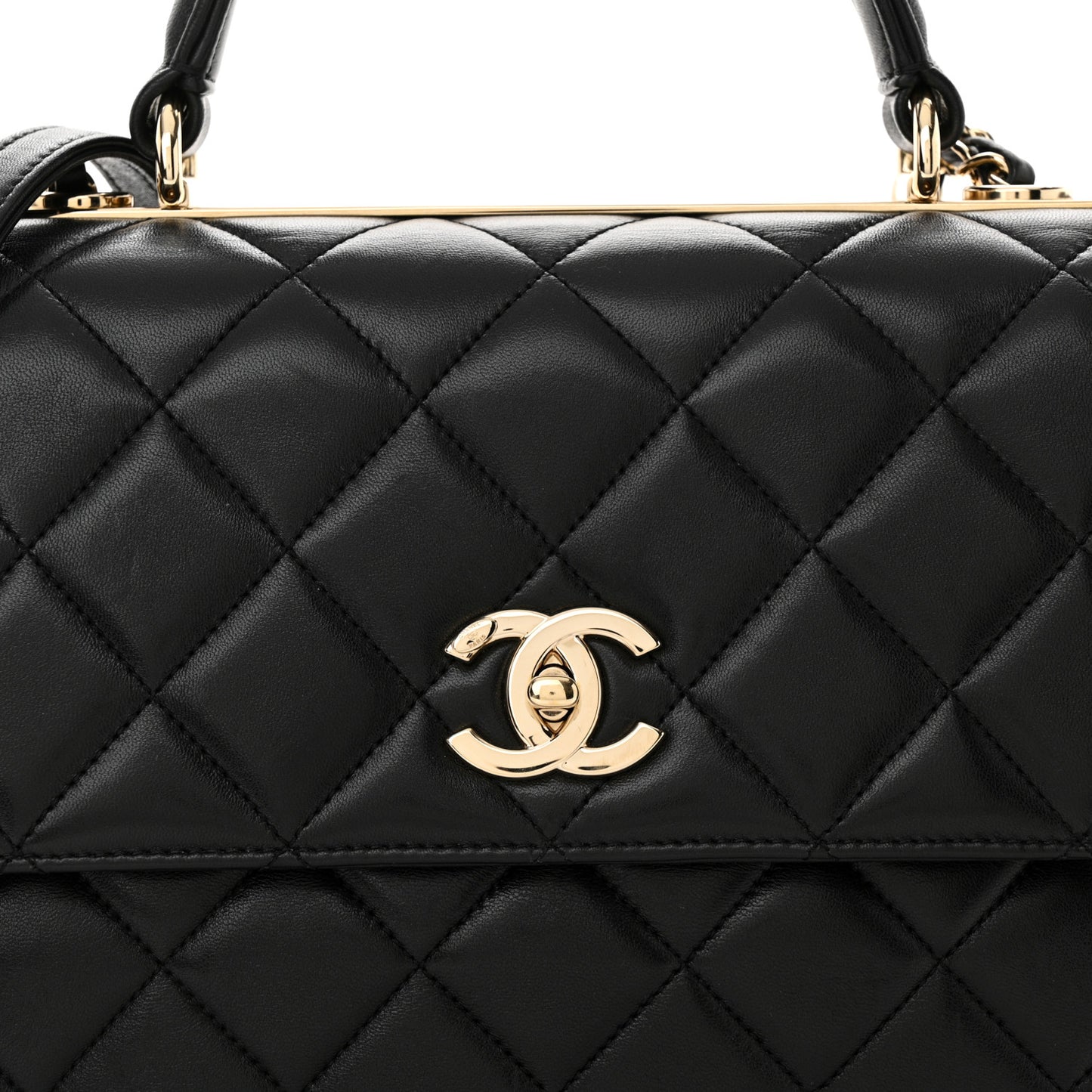 Lambskin Quilted Medium Trendy CC Flap Dual Handle Bag Black