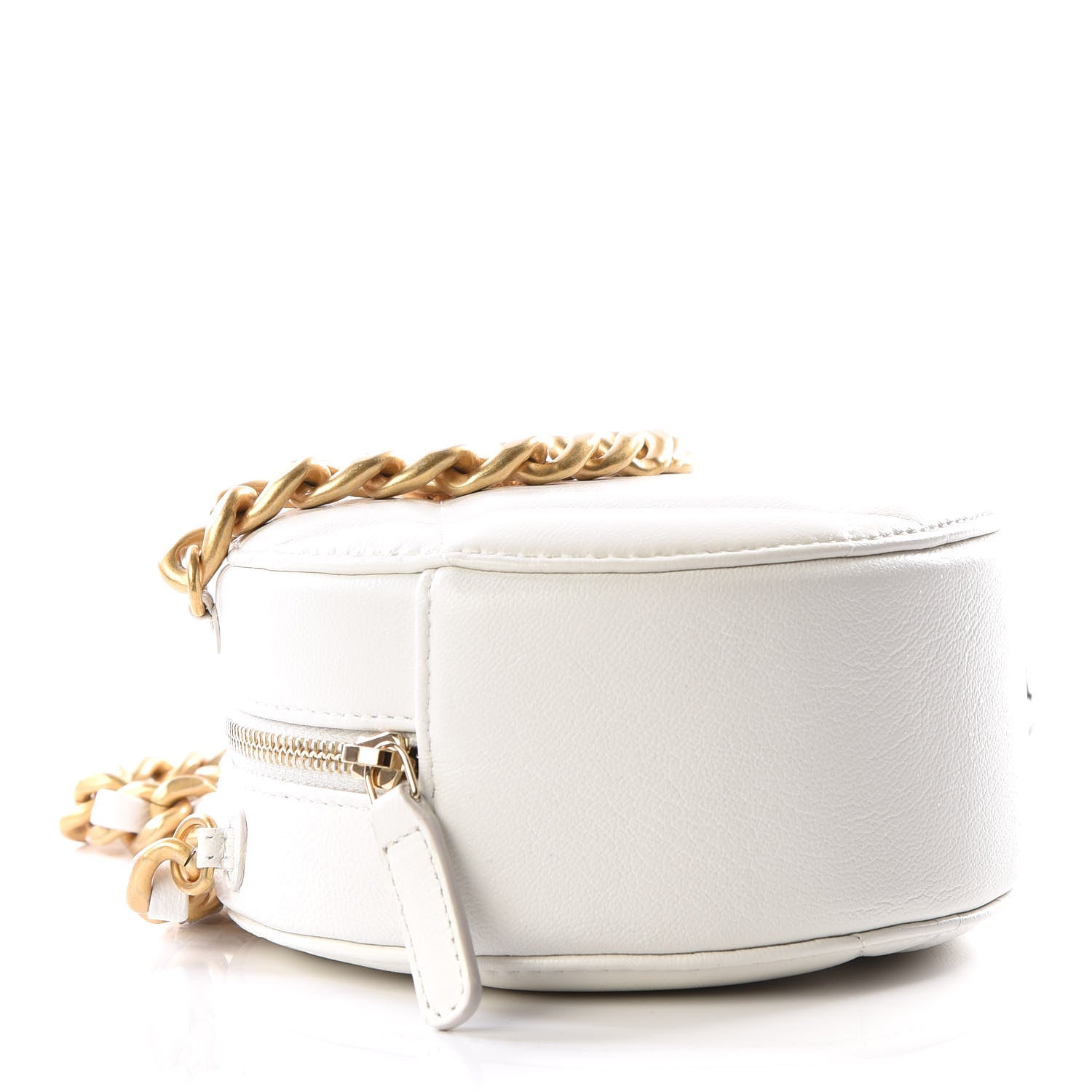 Chanel Goatskin Quilted 19 Round Clutch With Chain White 3 of 10