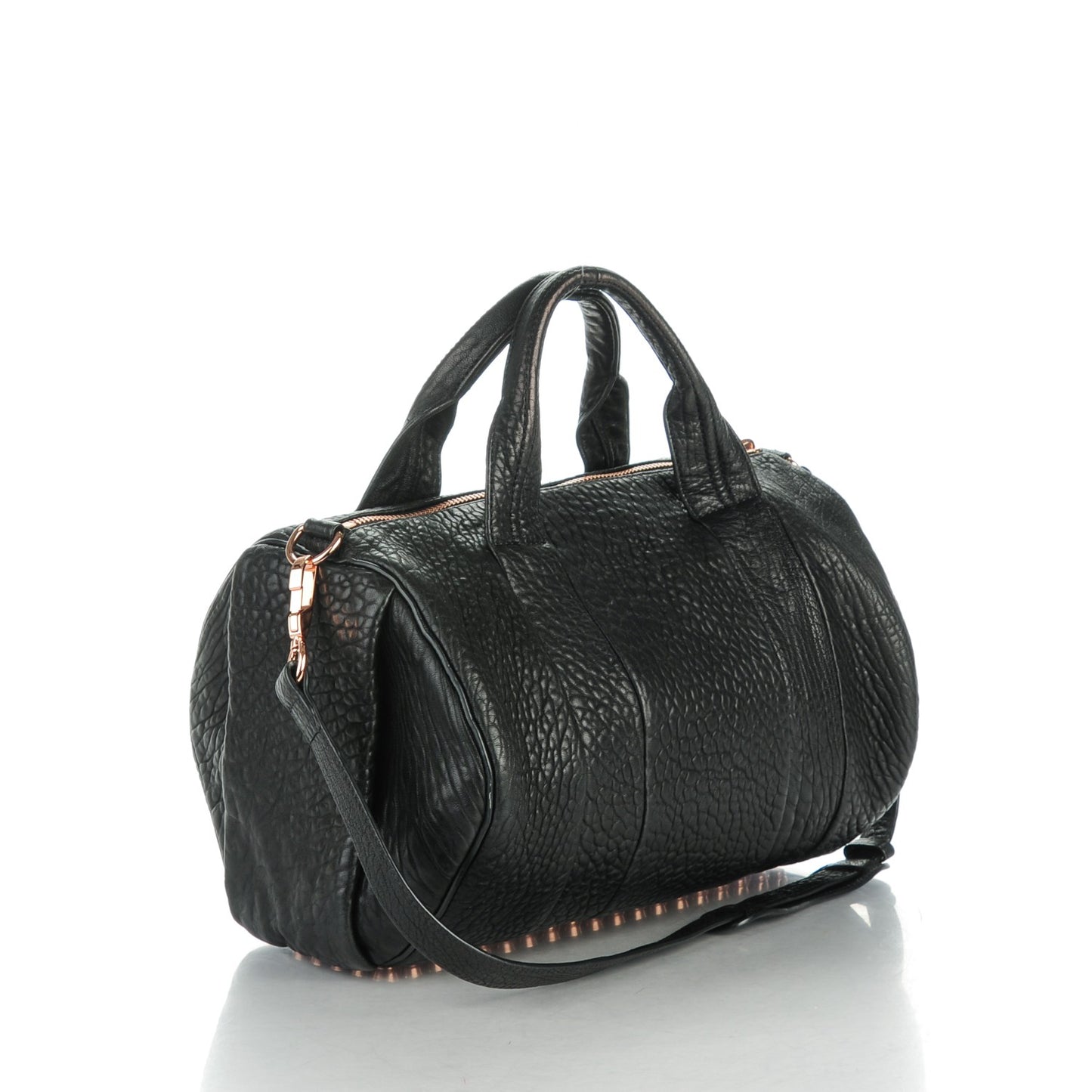 Pebbled Lambskin Rocco Black Rose Gold Hardware