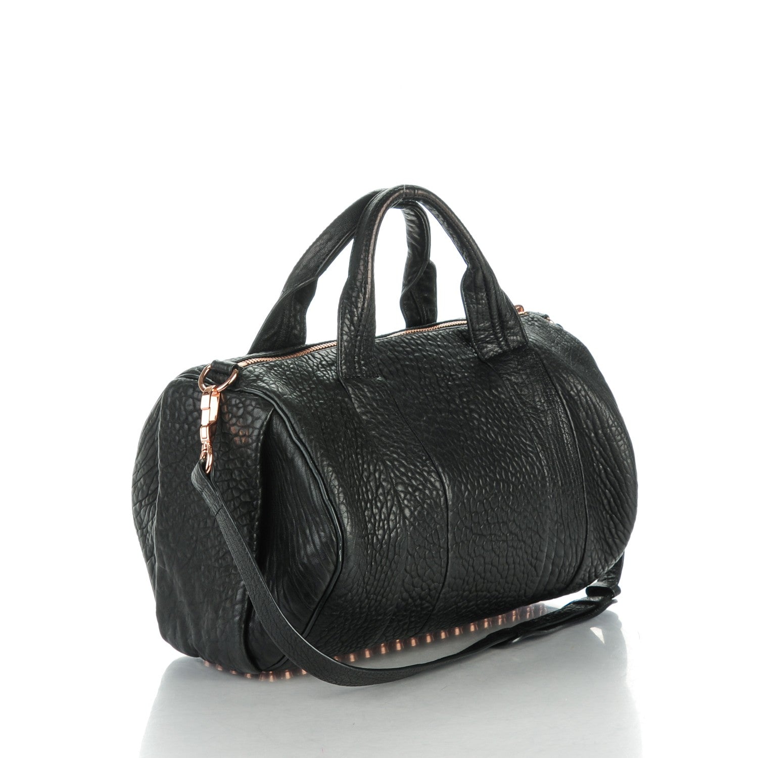 Alexander Wang Pebbled Lambskin Rocco Black Rose Gold Hardware 3 of 8