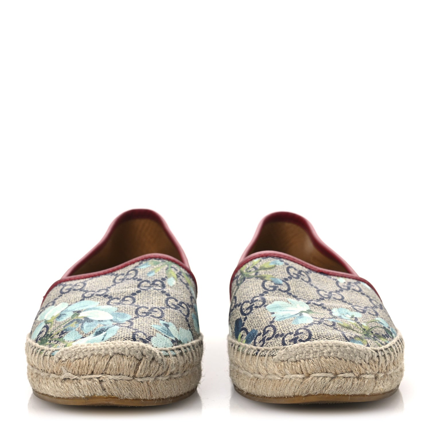 Gucci GG Supreme Monogram Blooms Espadrilles 37 Beige Blue Navy Hibiscus Red 3 of 15